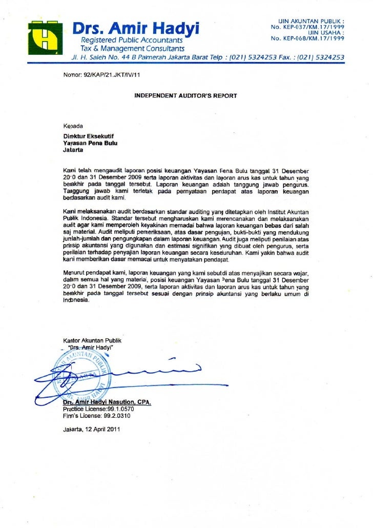 Contoh Surat Rekomendasi Hasil Audit