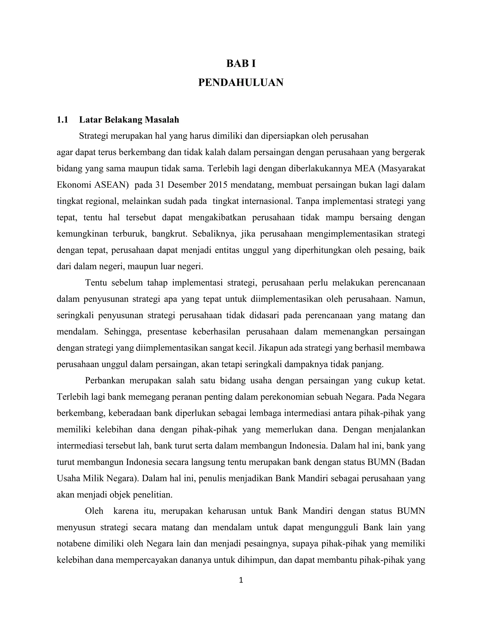 Laporan Strategi Perusahaan: Bank Mandiri | PDF