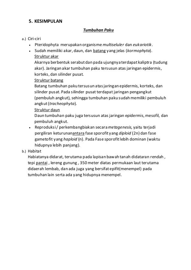 Contoh Laporan Biologi Tumbuhan Lumut Dan Tumbuhan Paku