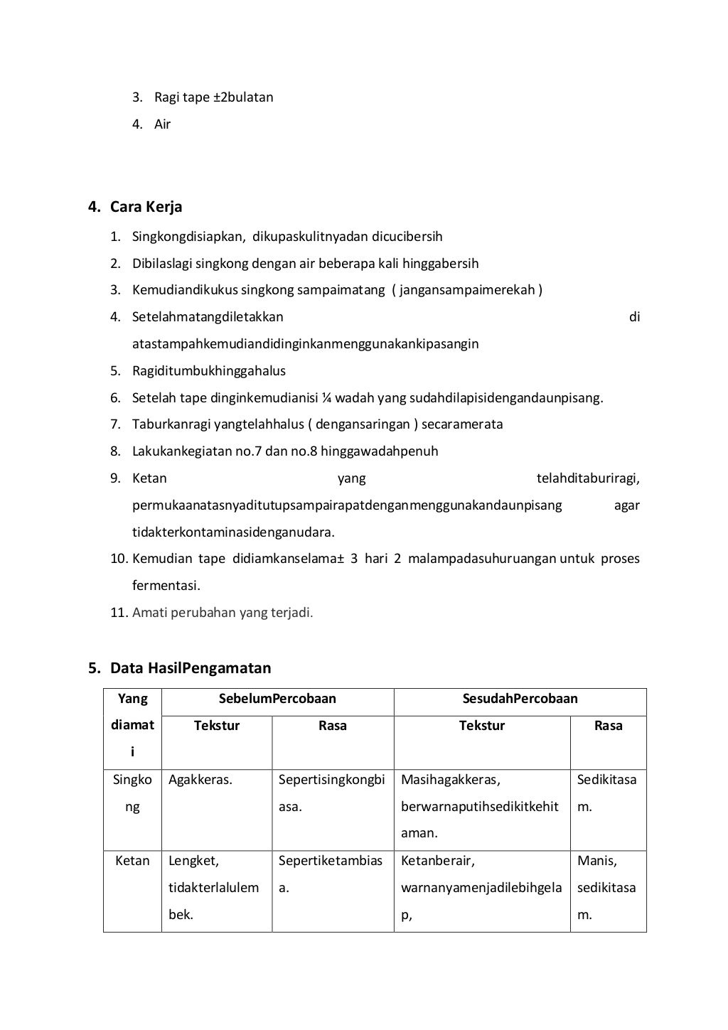 Laporan biologi fermentasi tape dan ketan hitam