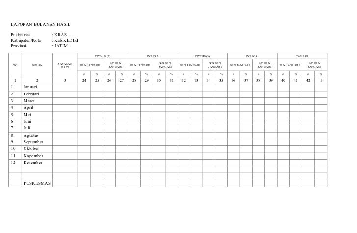 Laporan Bulanan Hasil Imunisasi Rutin Bayi Puskesmas