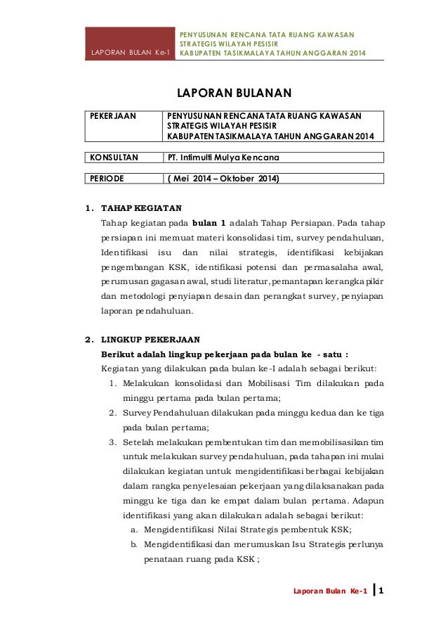 Laporan Bulanan Pesisir Bulan 1