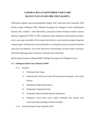 Contoh Laporan Tata Usaha | PDF