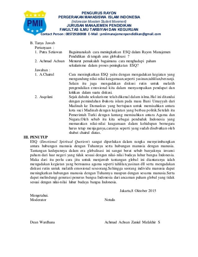 Contoh Laporan Hasil Diskusi