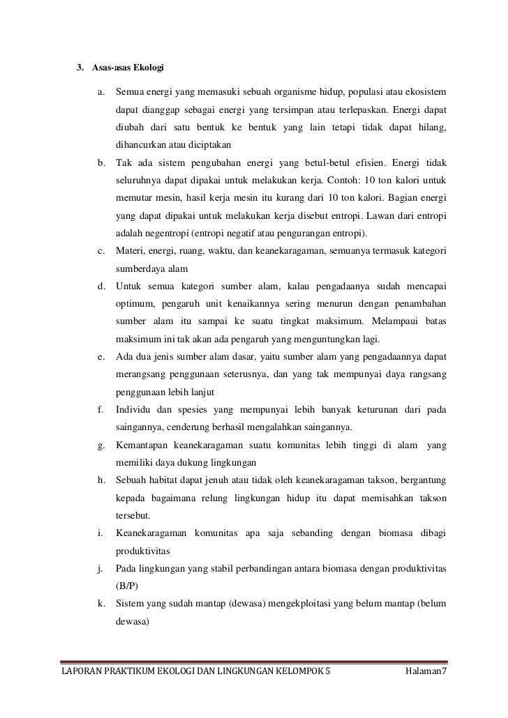 Laporan ekologi dan lingkungan