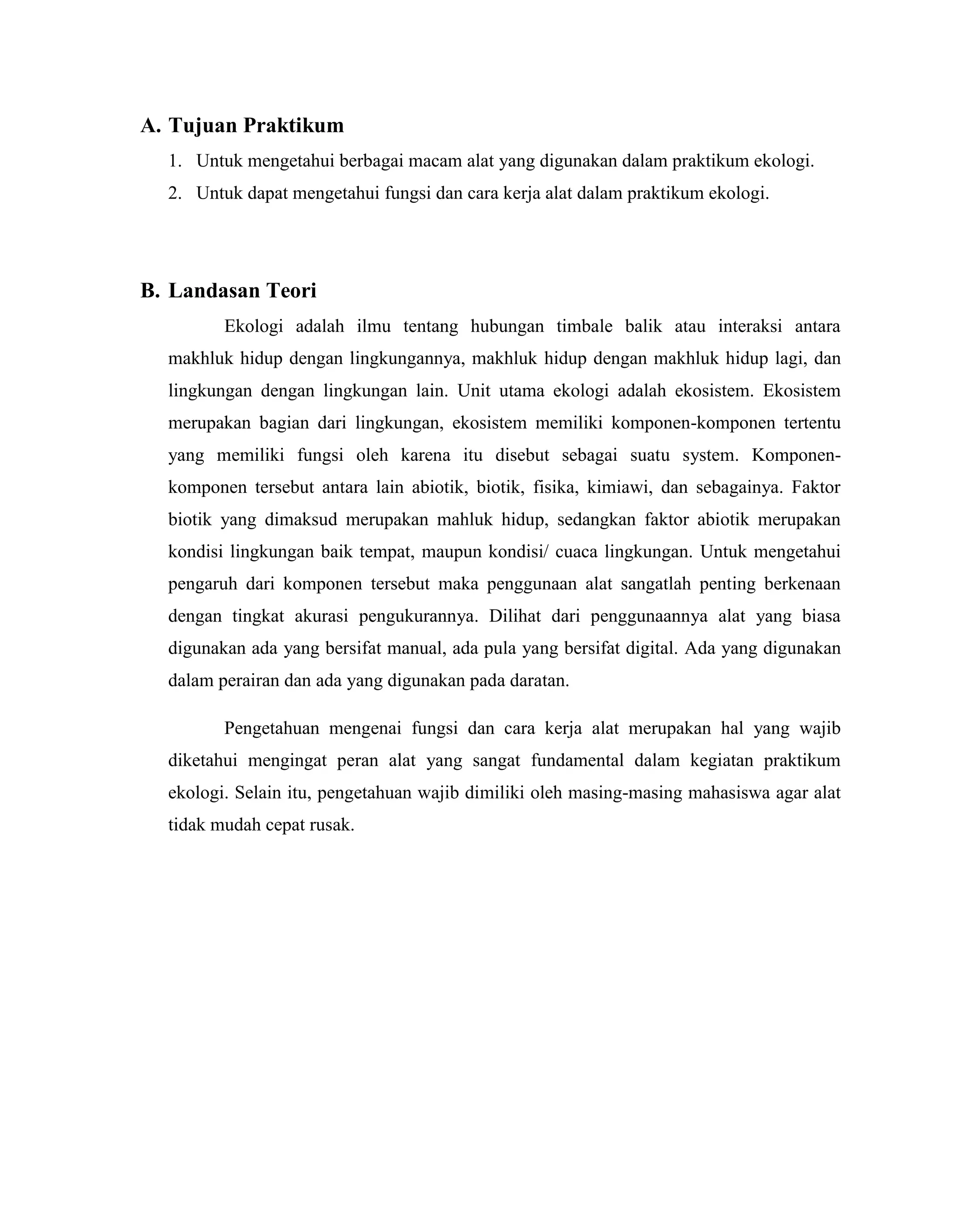 Laporan ekologi | DOCX