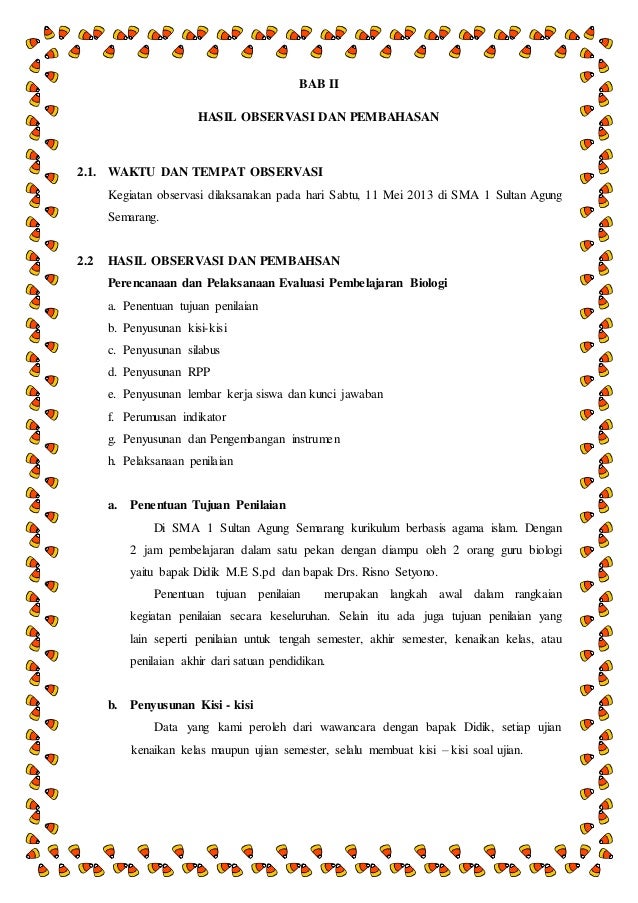 Laporan Evaluasi Pembelajaran Biologi di SMA Islam Sultan 