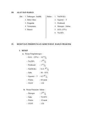 Bu Ainur - Proses Pengelantangan H2O2 | DOCX