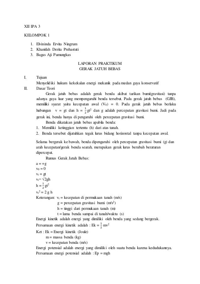 Laporan Praktikum Gerak Jatuh Bebas Universitas Mataram
