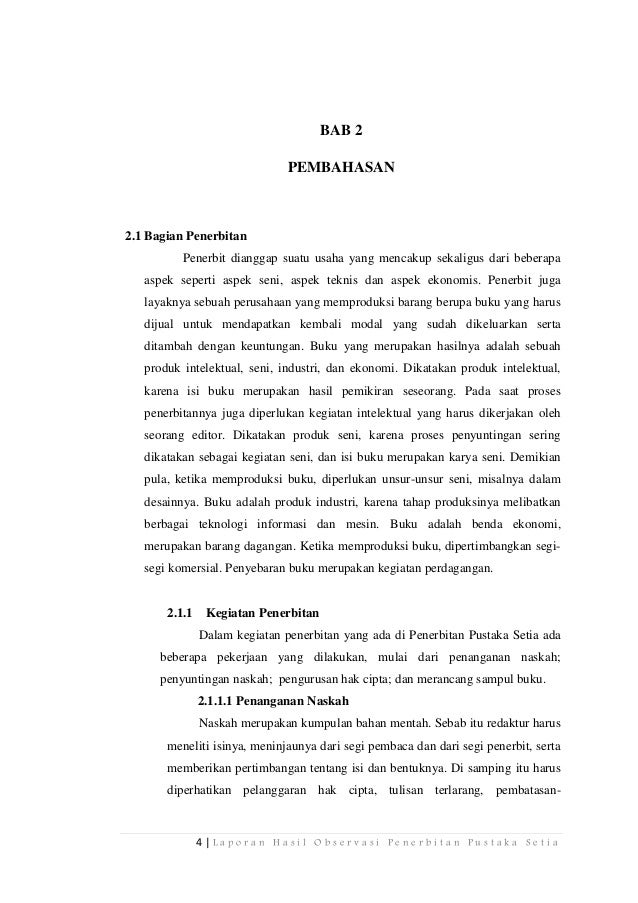 Laporan hasil observasi ke penerbitan pustaka seLaporan 