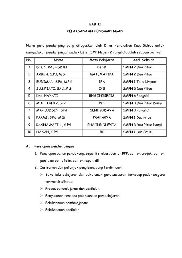 Laporan hasil pemeriksaan induk kluster