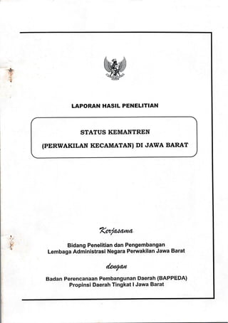 Status Kemantren (Perwakilan Kecamatan) di Jawa Barat