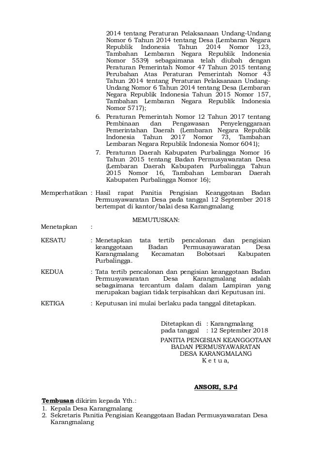 LAPORAN HASIL PENGISIAN KEANGGOTAAN BPD PERIODE 20182024