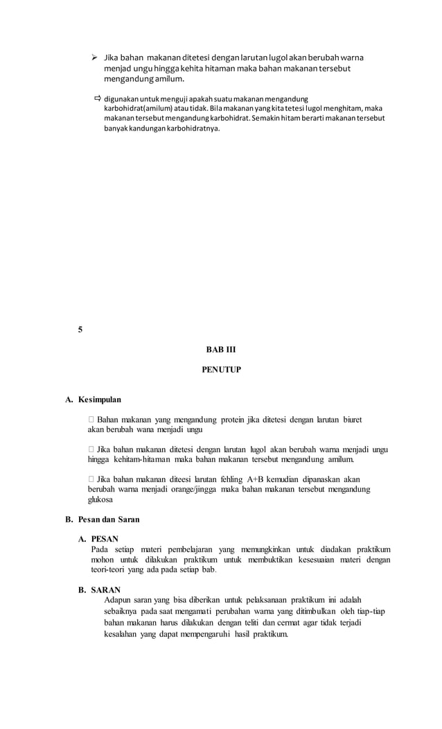 Laporan hasil praktikum biologi uji makanan