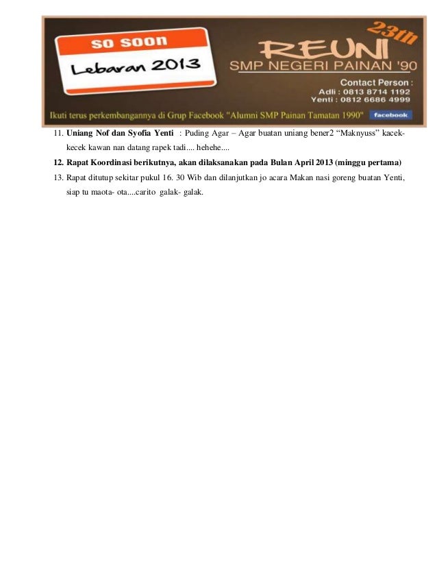 Laporan Hasil Rakor Alumni 90's