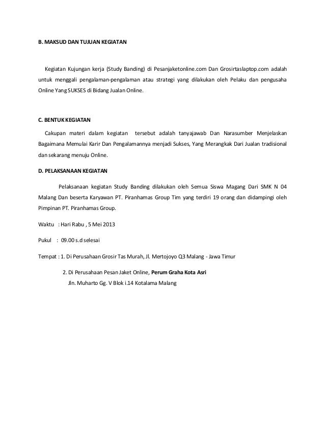 Laporan hasil study banding