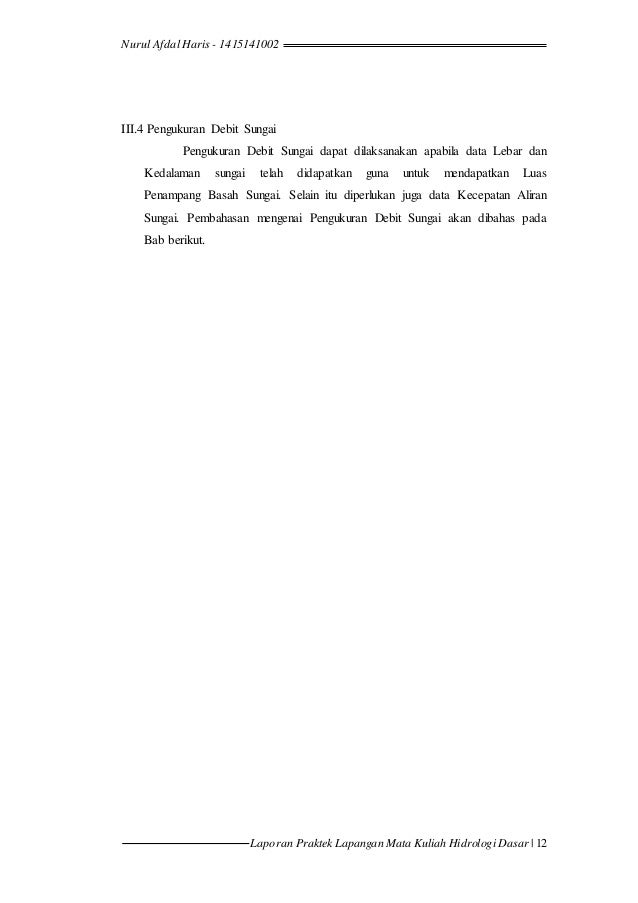 Laporan Hidrologi Dasar