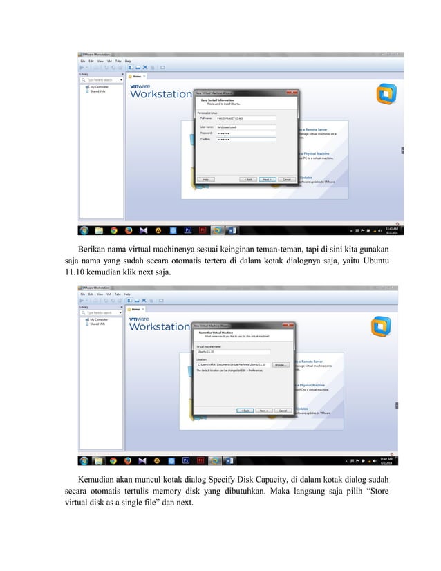 Laporan instalasi ubuntu 11.10 Via VM Ware | DOC