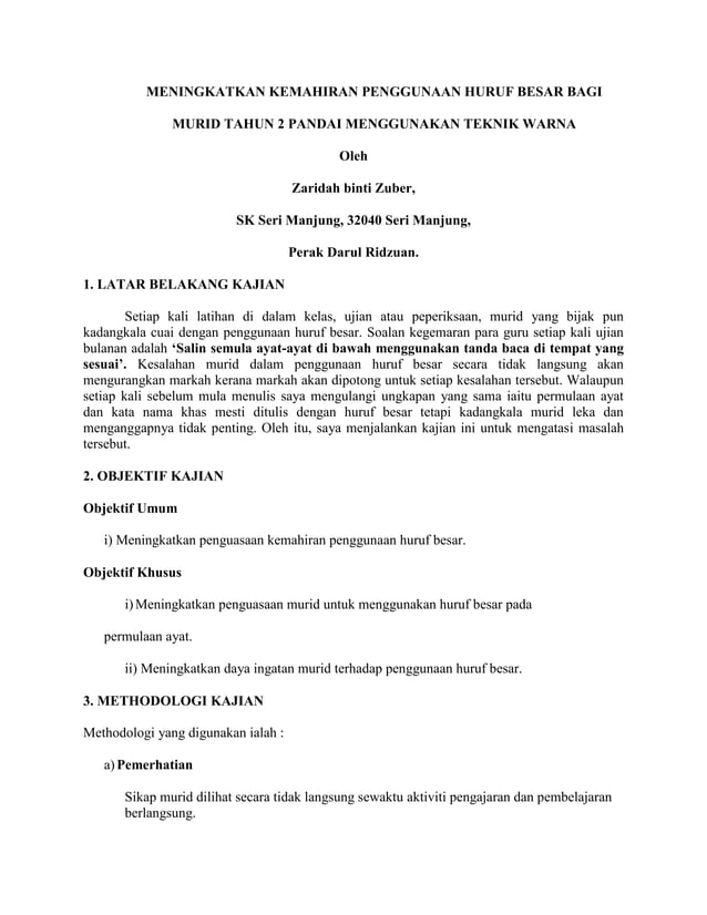 Laporan kajian tindakan bahasa melayu  PDF