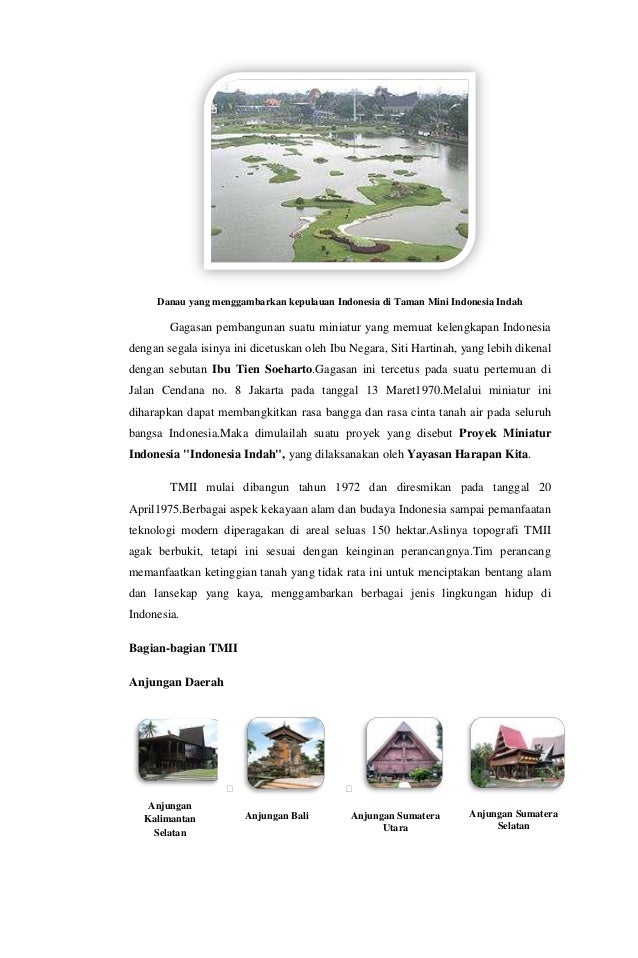 Contoh Teks Deskripsi Tentang Taman Mini Indonesia Indah