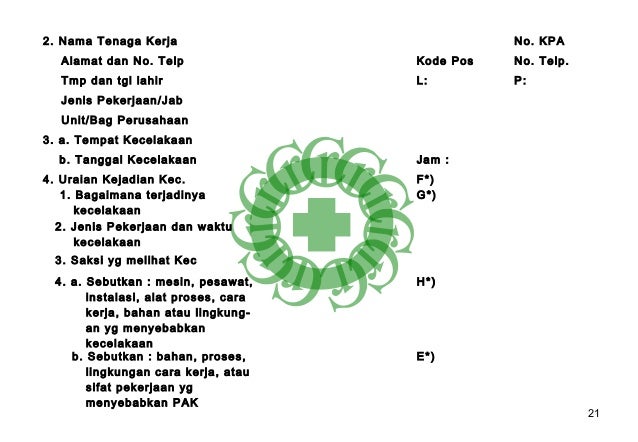 jamsostek pendaftaran formulir kerja Laporan kecelakaan