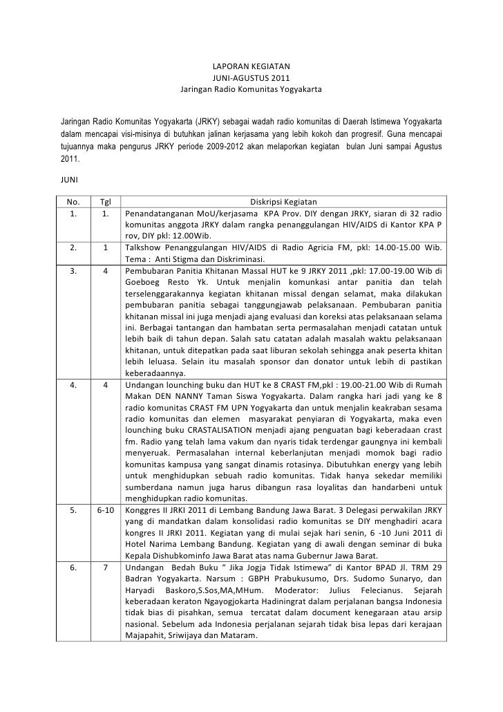 Contoh Format Laporan Bulanan Satpam - Contoh Alkali