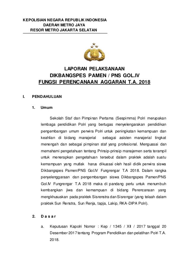 contoh format telaahan staf polri