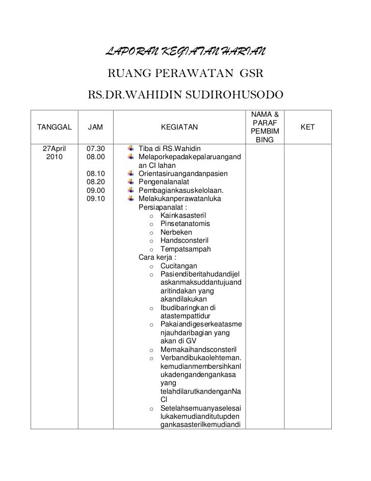 Contoh Laporan Kerja Harian Pegawai in English