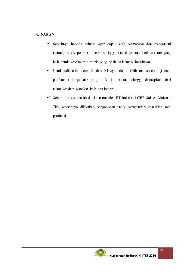 Laporan Kegiatan Kunjungan Industri Pt Indofood Sukser Makmur Tbk Lam