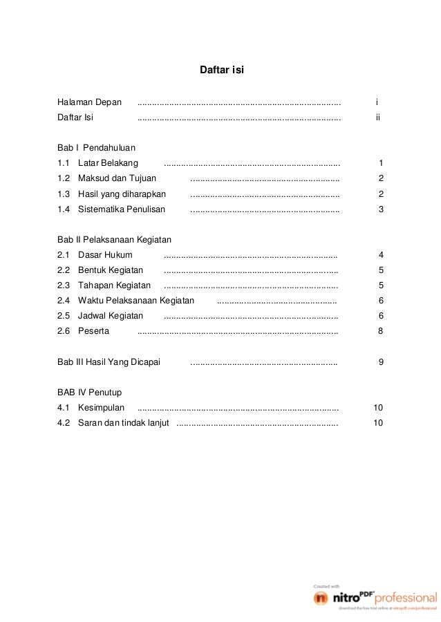 Contoh Daftar Isi Laporan Kegiatan - Kompas Sekolah