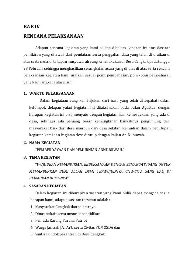 Laporan kegiatan observasi dan usulan rencana kegiatan 