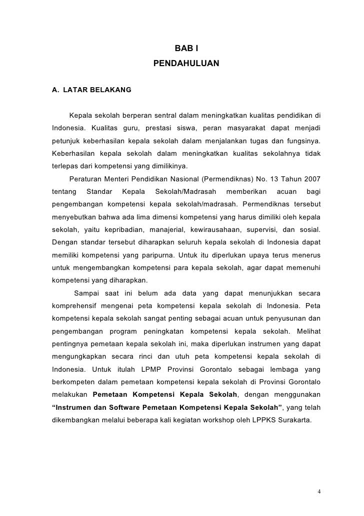 Laporan kegiatan pemetaan kompetensi kepsek tahun 2010