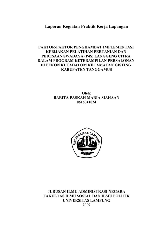 Laporan Kegiatan Praktik Kerja Lapangan | PDF