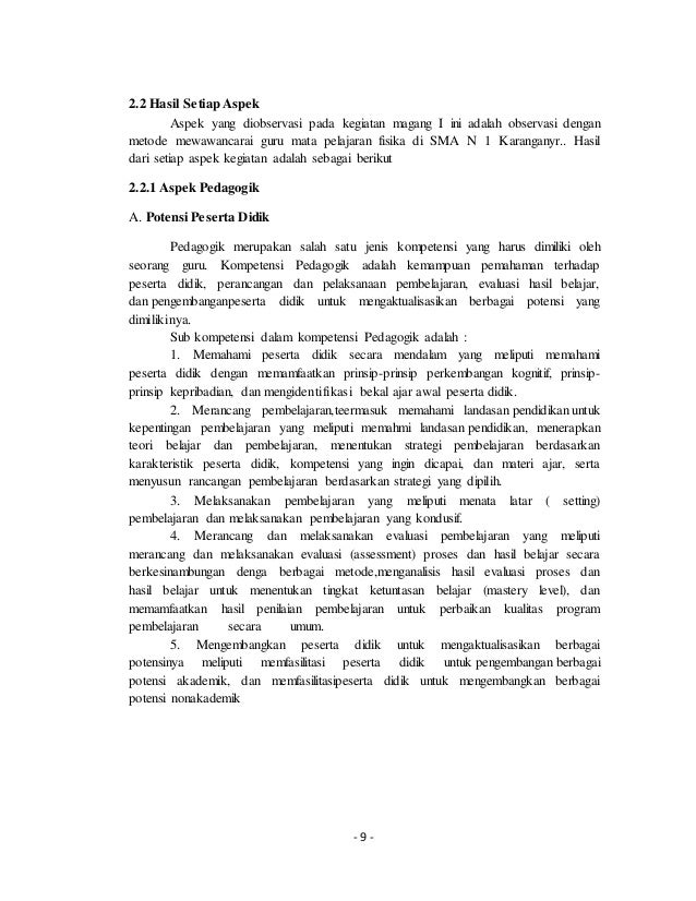 LAPORAN KEGIATAN OBSERVASI MAGANG I