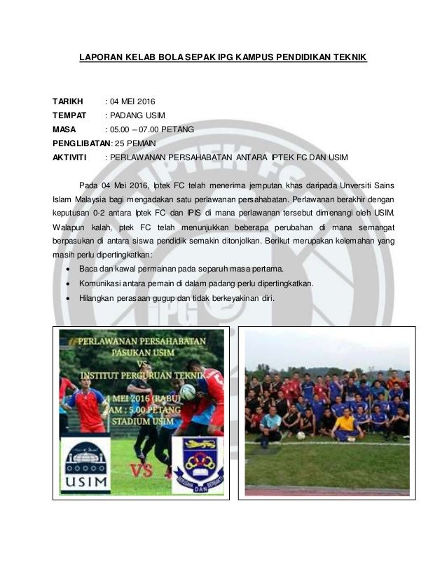 Laporan aktiviti kelab bola sepak ipgkpt