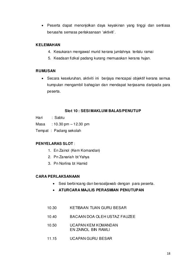 Laporan kem sukan sekolah