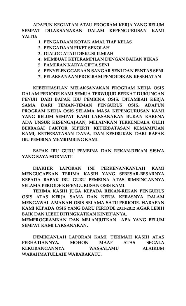 Contoh Program Kerja Wakil Ketua Osis - masafbed