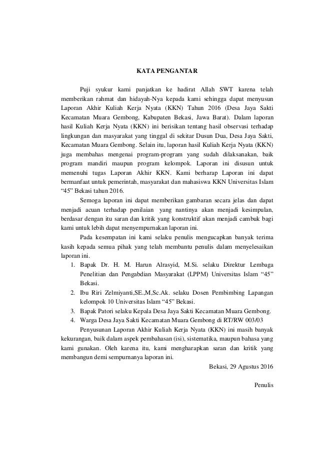 Laporan Kkn Desa Jayasakti Universitas Islam 45 Bekasi