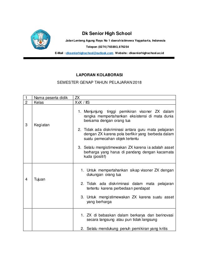 Laporan kolaborasi bimbingan dan konseling