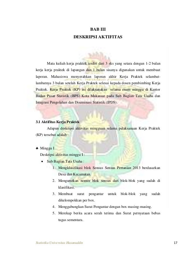 Laporan Kerja Praktek Badan Pusat Statistik Bps Kota Makassar