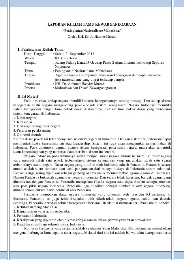 Laporan Kuliah Tamu Kewarganegaraan