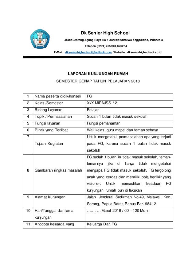 Contoh Laporan Kegiatan Belajar Di Rumah Untuk Sd