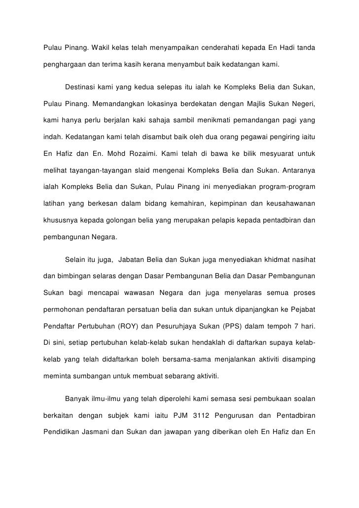 Laporan Lawatan Ilmiah