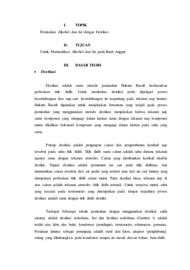 Pemisahan Alkohol Dan Air Dengan Destilasi