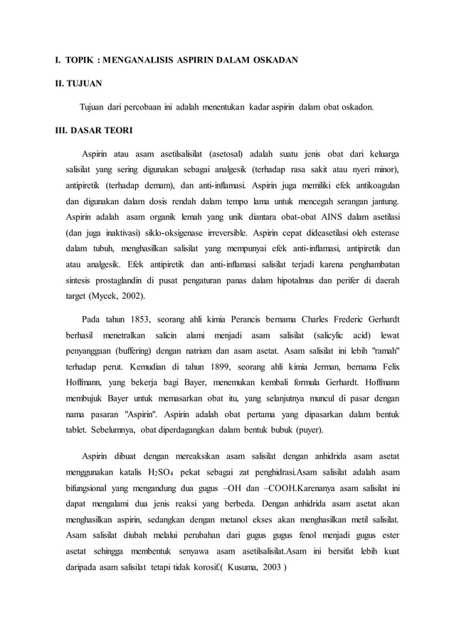 Laporan lengkap aspirin PDF
