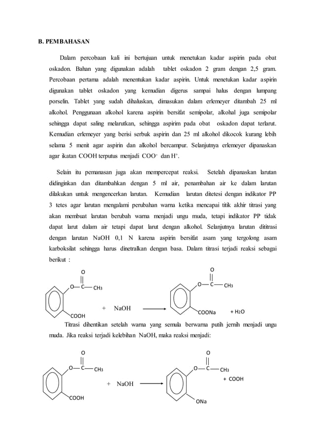 Laporan lengkap aspirin