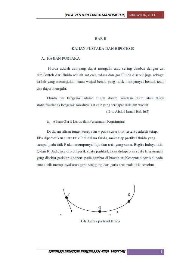 Laporan Lengkap Percobaan Pipa Venturi
