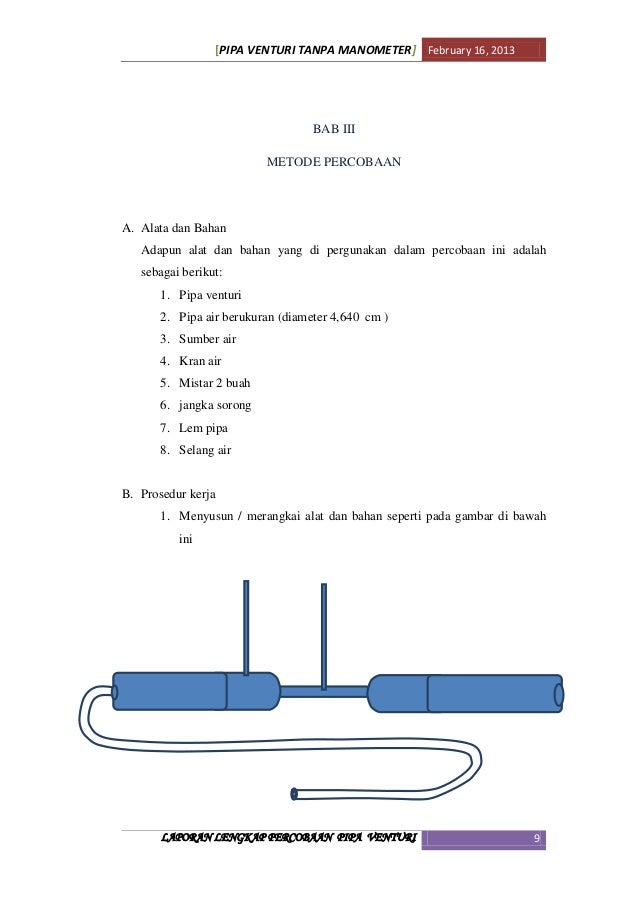 Laporan Lengkap Percobaan Pipa Venturi