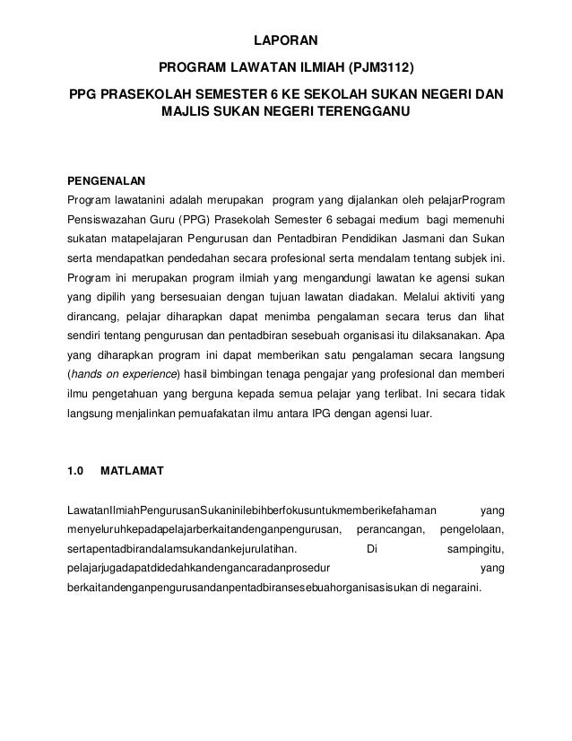 karangan laporan lawatan sambil belajar
