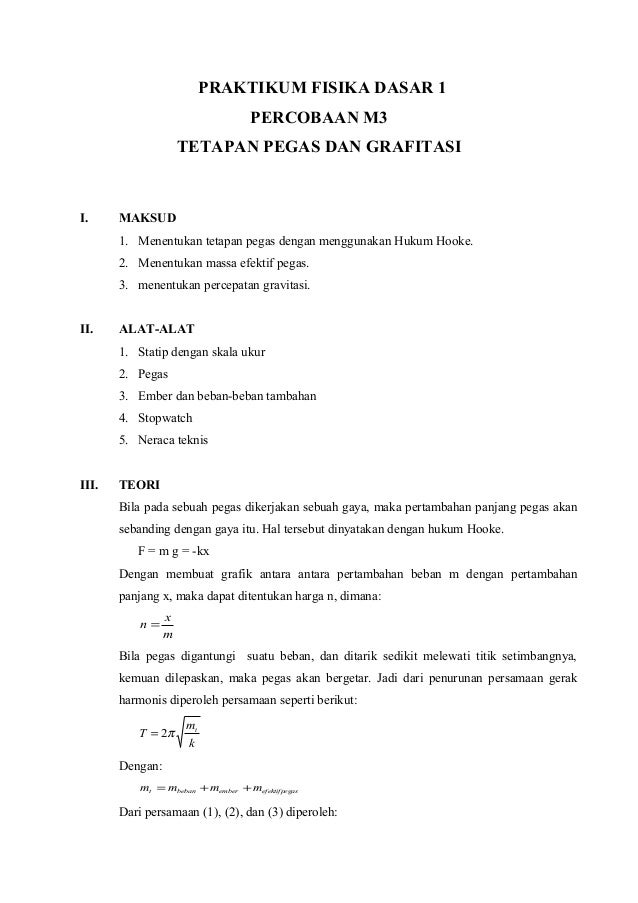 Laporan Tetapan Pegas Dab Grafitas